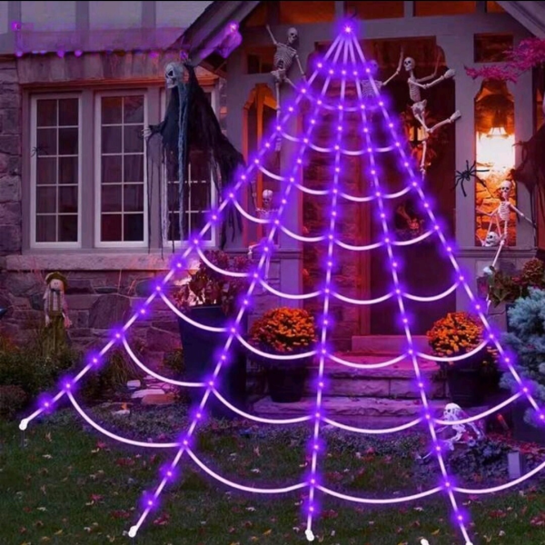 Halloween Giant Spider Web Decoration 250 LED Light 189in x 196.8inGeneric