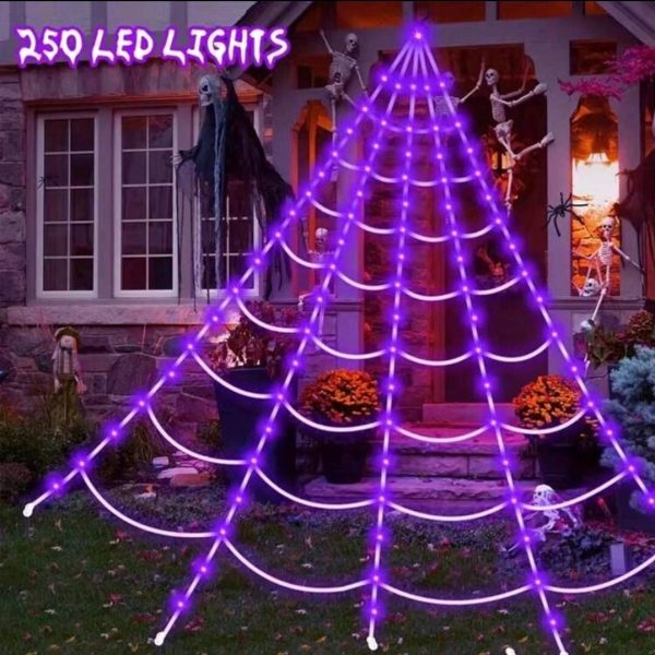Halloween Giant Spider Web Decoration 250 LED Light 189in x 196.8inGeneric - Image 5