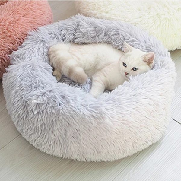 Dog Cushion Round Washable Plush Fluffy Donut Dog Cat House Velvet Mats - Image 4