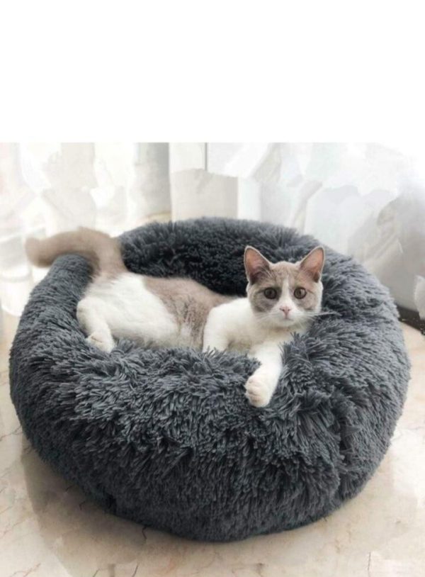 Dog Cushion Round Washable Plush Fluffy Donut Dog Cat House Velvet Mats - Image 11