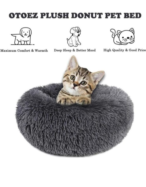 Dog Cushion Round Washable Plush Fluffy Donut Dog Cat House Velvet Mats - Image 12