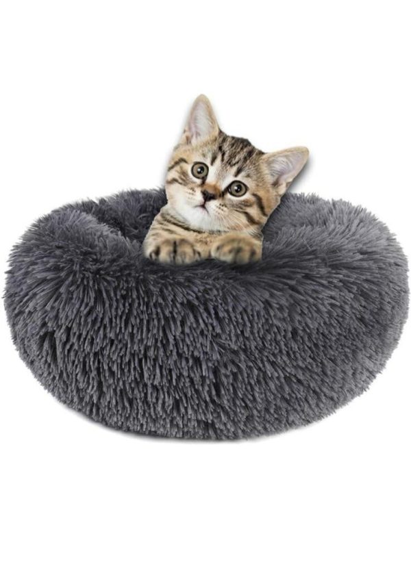 Dog Cushion Round Washable Plush Fluffy Donut Dog Cat House Velvet Mats - Image 13