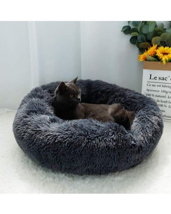 Dog Cushion Round Washable Plush Fluffy Donut Dog Cat House Velvet Mats - Image 14