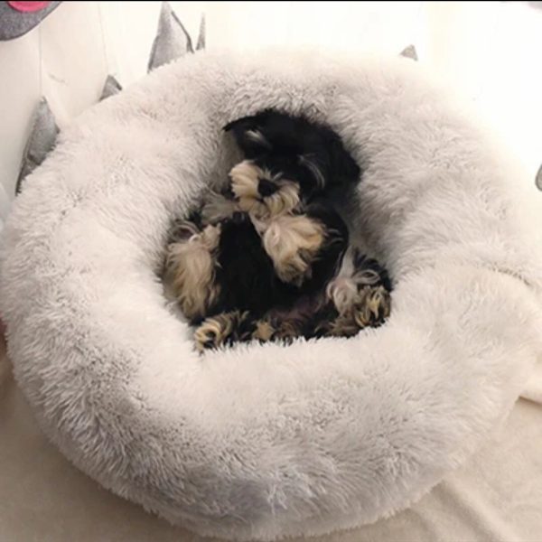 Dog Cushion Round Washable Plush Fluffy Donut Dog Cat House Velvet Mats - Image 17